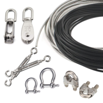 코팅 와이어 로프 클립 PVC 1M절단 1.2mm 1.6mm 2mm 2.4mm 3mm 4mm 5mm 6mm, 1.블랙 PVC 코팅와이어 1M, 1개