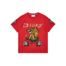 에드하디 에드하디 타이거 골드 로고 반팔티셔츠 RED