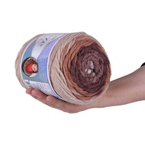 마마니트 4+1 롱바틱털실 250g 대용량실 / 맥시롱바틱실 / 롱바틱 뜨개실, 6770 브라운 아이보리혼합