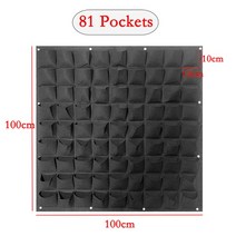 플랜트월 식물 주머니 벽 포켓 플랜테리어 실내정원 화분걸이 홈가드닝, Black 81 pockets