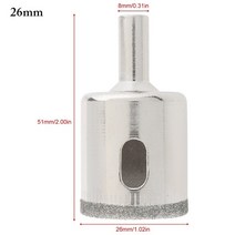 드릴 코어 비트 날 홀쏘 구멍 톱 다이아몬드 코팅 키트 유리 오프너 타일 세라믹, 1개 26mm