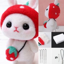 DIY 동물친구 양모펠트 키트(딸기토끼) 펠트실 펠트인형만들기 양모펠트DIY