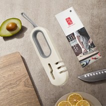 킴브로라이프 4in1 미끄럼방지 다용도 칼/가위 갈이, 아이보리&그레이