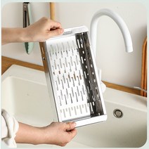 상업용식품건조기 대용량 스텐 과일Extendable Over the Sink Colander Strainer Basket Stainless Steel W, 한개옵션0
