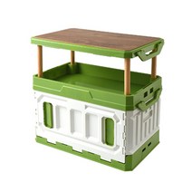 루나글램 실용적인 캠핑용 폴딩 박스 테이블 접이식 수납함, 그린화이트, 1개