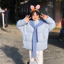 빅사이즈여자집업 학원 무드 보온 다운 패딩 코트 여성 겨울 디자인감각 보이핏 볼륨 핫한 두터운 융털 웰론 2619415124