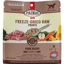 프리말 펫푸드 Primal 동결건조 사료 돼지고기 25온스 완전한 균형 잡힌 국자 제공 건강한 곡물이 없는 날 제작 강아지