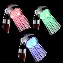 온도감지 색변화 3색 LED 샤워기 헤드 황토 음이온 필터, 상세페이지 참조