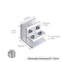 캐비닛 백 플레이트 90 도 유리 클립 조정 가능 알루미늄 합금 지원 브래킷 디스플레이 용 2 면, 02 L