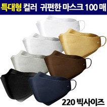 국산 특대형 컬러 특대마스크 얼큰이마스크 빅사이즈 마스크 귀편한 일회용 얼굴큰사람 100매, 진그레이(진회색)마스크