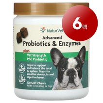 리암마켓 NaturVet 네이처벳 강아지용 면역 장 소화 건강 관리 어드밴스드 프로바이오틱스 엔자임 소프트츄 120개 1팩, 6팩