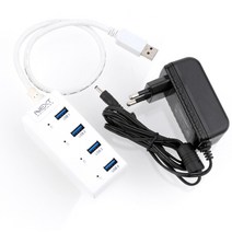 이지넷유비쿼터스 USB3.0 5Gbps 유전원 4포트 USB허브 NEXT-505UHP, 화이트