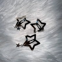 여성을위한 10Pcs 은색 스타 헤어 클립 합금 펑크 Y2K BB Hairclips 자용 머리핀 간단한 금속 스냅 헤어 액세서리 도매