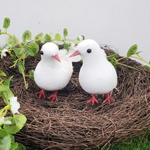 한소픈 비둘기 한쌍 모형 2P set 인테리어용품 데코소품 미니어처 농장장식 웨딩장식 새모형