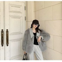 꽃소담 여성 카라 밍크퍼 자켓 무스탕 페이크퍼 코트 QQJ238