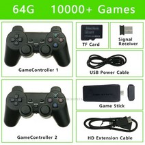 신제품 비디오 게임 콘솔 2.4G 무선 10000 + 게임 64GB 레트로 미니 클래식 게임 패드 TV 가족 컨트롤러 PS1/GBA 용, 64G 10000 GAMES