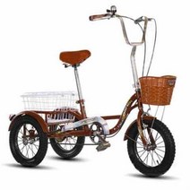 안전 노인 보조의자 성인용 세발 삼륜 자전거 세발 부모님 어르신 자전거, 14인치 커피 바구니