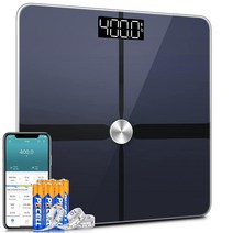 체중 측정기 고정밀 스마트 디지털 욕실용 체중계 BMI 사람용 체지방 체중계 스마트폰 앱용 핏 손실 트랙 측정 14그룹 체성분 분석기 181.4kg(400파운드), Black