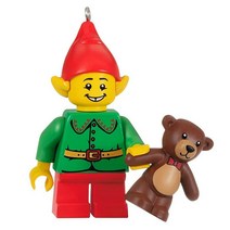 Hallmark Keepsake 크리스마스 장식품 2021 레고 엘프와 테디 미니 피규어, Lego Elf and Teddy Minifigure