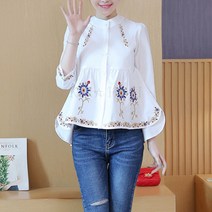 홍콩스타일 여성 자수 롱 블라우스 자수남방 플라워셔츠 525호 kirahosi DHzdcda