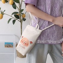 지구봄 고급 캔버스원단 완소 미니 드링크백 에코백, 분홍강아지, 1개