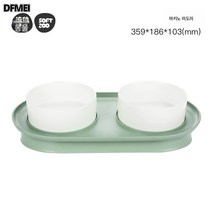 DFMEI 고양이 그릇 도자기 더블볼 고양이 밥그릇 강아지 그릇 식기 보호 목 보호 아기 고양이 물그릇 뒤집힘 방지 애완동물 용품, 카노돈돈쟁반볼-마키노 그린