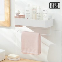 무타공 욕실선반 정리대 홀더꽂이 수건걸이 다용도 멀티 선반 강력 접착식, 그린