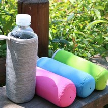 단체선물 산악회 야유회 고리형 얼음물 생수 물병 텀블러 파우치 가방 주머니 350/500ml, 무지파500ml_핑크