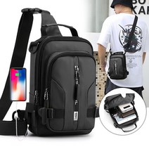 남성 여성 방수 슬링 백 체스트 팩 인과 크로스 바디 숄더 백팩, Black