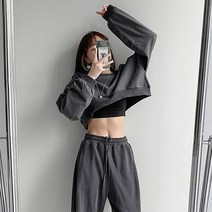 코지 힙한 크롭기장 오버칫 레이어드 맨투맨