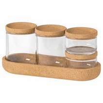 이케아 삭스보리아 트레이+보관용기 5P 유리 코르크