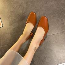 스퀘어 미틀힐 여성 펌프스 구두 5cm