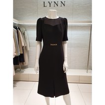 [린 LYNN] (L523) 쉬폰 배색 벨티드 원피스 (LGOPME9400BK)