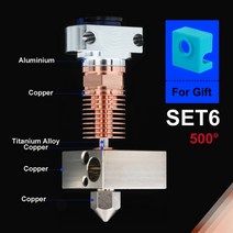 Mellow 3d 프린터 부품 all metal nf smart-cr10 v2.0 Titanium heat break hotend 압출기 키트 업그레이드 creality ender, 12v, set6 구리