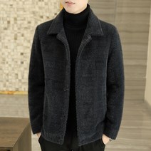남성코트 추동 숏 모직 골드 인조밍크 자카드 레터링 자켓 덧댐 반코트