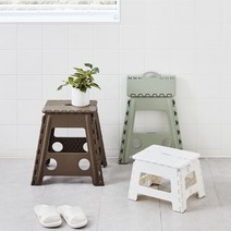 한샘 한샘 핸디 원터치 접이식 스툴 대 (2종택1) 사다리 발판 간이의자, 브라운, 1개