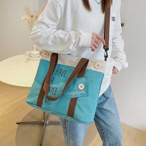 여성 패션 캔버스백 단추 포인트 레터링 에코백 가방