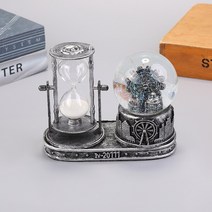 크리스탈 볼 모래 시계 시계 물 레트로 에펠 타워 퀵샌드 빛나는 스노우볼 유리 공 탁상 장식, 9.Sliver C