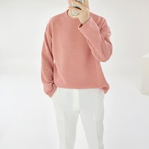 아도르클래식 펀칭 와플 비비드 7컬러 세미 오버핏 긴팔 니트
