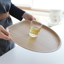 미끄럼방지 논슬립 까페쟁반 반달트레이 2종, 반틀트레이 (우드)