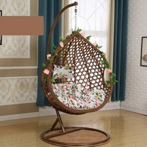 마트498 1인용 라탄 행잉체어 브라운 그네의자 야외그네 둥지 요람 루프탑 야외포토존