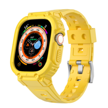 NUBASE 애플워치 8 울트라 호환 지샥 일체형 밀리터리 스포츠 스트랩 + 필름 1P (49mm), 49mm, 옐로우