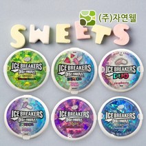 자연웰 롯데01) *옵션 선택* 아이스브레이커스 레몬 포도 딸기 민트 복숭아 수박 아이스브레이커스 워터멜론 6개 세트/캔디/사탕/회사간식/사무실간식/과자/수입사탕/간식추천/수입과자, 민트3+듀오그레이프3