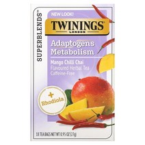 트와이닝 허브티 망고 칠리 차이 27g 18티백 Twinings Adaptogens Metabolism Herbal Tea, 1팩