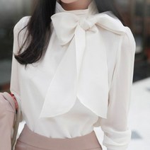데일로엔 여성용 사선리본 포인트 블라우스