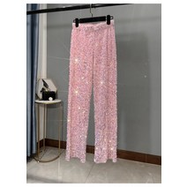 여성 스팽글바지 반짝이 슬림 스트레이트 스포츠 공연 바지