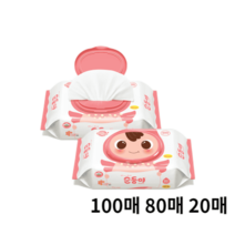 [인기] [순둥이] 물티슈 대용량 베이직(무향) 엠보싱 모음전(100매 80매 20매), (nBpC-01)대용량캡형 100매 10팩