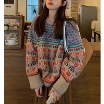 드레스허그 자카드 패턴 니트 스웨터