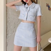 [랜덤플레이] 크롭 자켓 트위드 미니 스커트 셋업