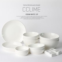 끌리메 크림화이트 2인 4인 6인 12P 15P 24P 35P 그릇세트 한식기 양식기 파스타볼 홈세트, 1)크림화이트 2인 한식기세트 12P